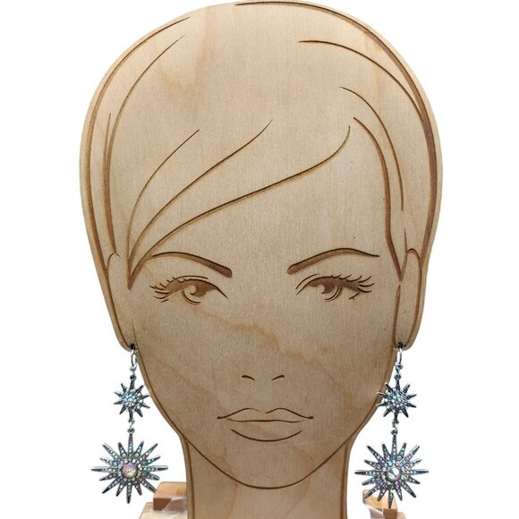 Kirks Folly Vintage Aurora Borealis Starburst Drop Earrings With Original Box - Picture 2 of 7